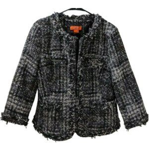Joe Fresh Jacket Fuzzy Wool Blend Plaid Sz 12